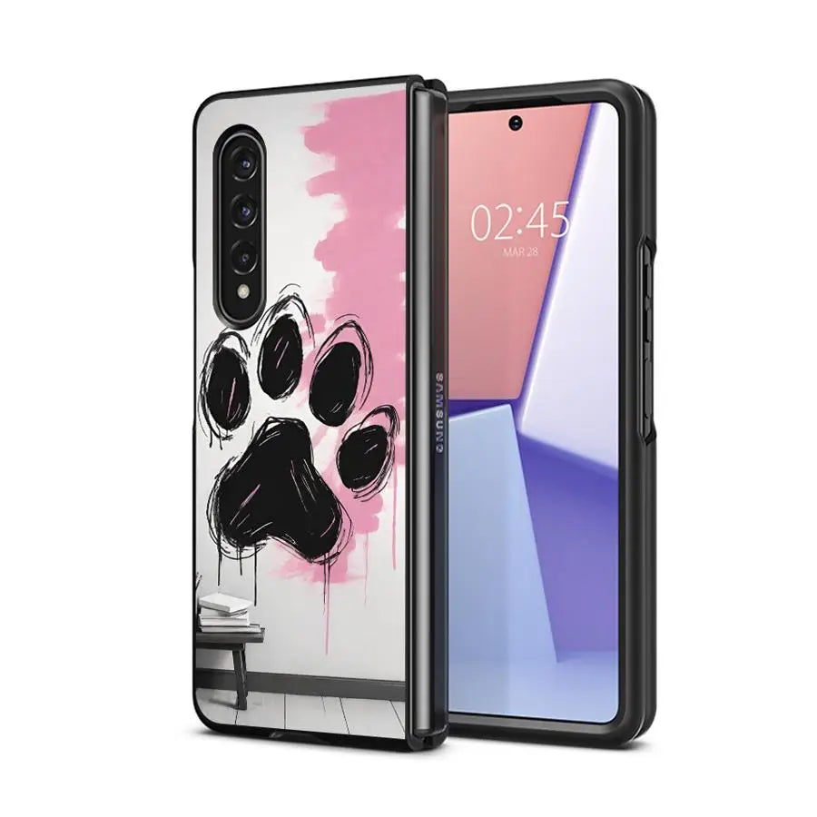 Cartoon Cute Pet Paw Prints Case for Samsung Galaxy ZFold4 ZFold6 ZFold3 ZFold5 ZFold7 Z Fold 7 6 5 4 3 Back Phone Cover