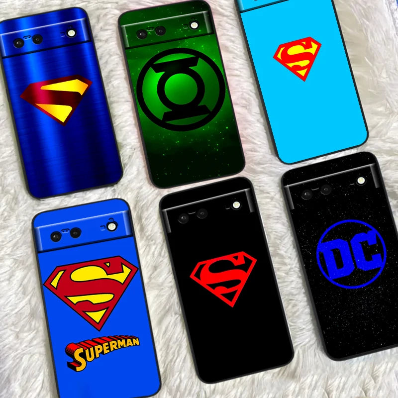 Logo Art S-Supermans B-Batmans For Google Pixel 9 8 7A 7 6A 6 5A 5 4 4A XL 5G Black Silicon Shockproof Shell Cover Phone Case