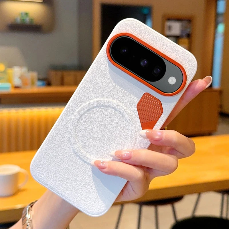For Google Pixel 10 10 Pro 10 ProXL Large Hole Metal Lens Protective Ring Heat-Dissipating Magnetic Shockproof Phone Case