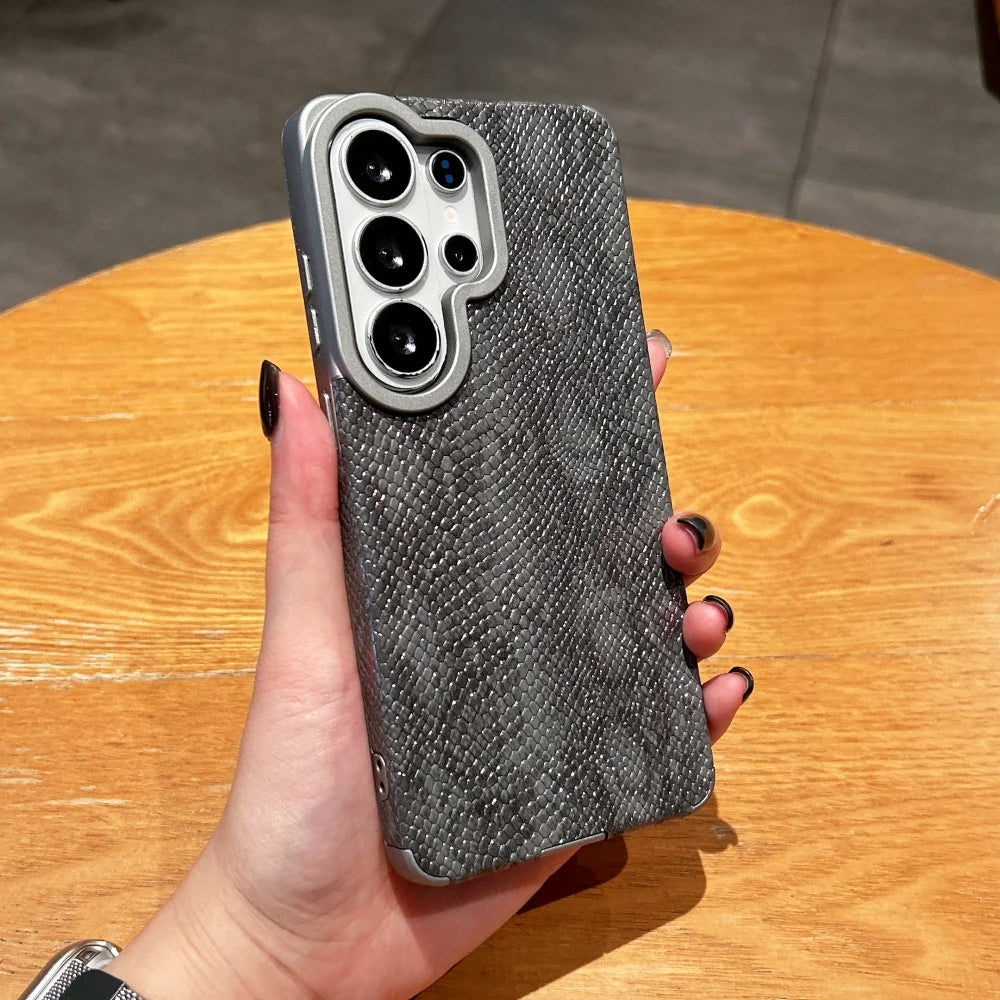 Luxury for Magsafe Inside Magnetic Case for Samsung Galaxy S26 Ultra S23 S22 S25 S24 Ultra Plus S26Ultra Snake Pattern Cover