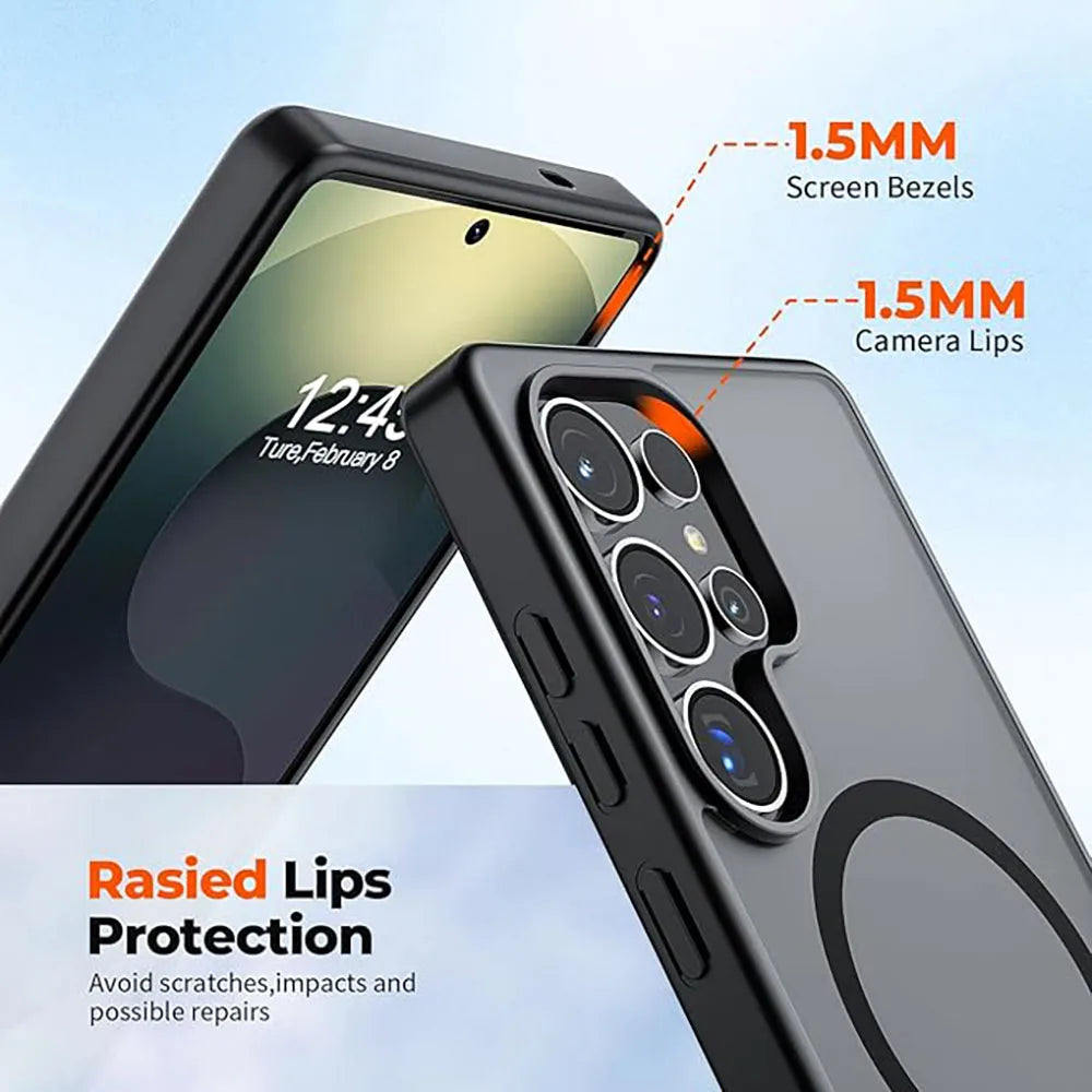 For Magsafe Translucent Phone Cases For Samsung Galaxy S26 S25 S24 S23 S22 Ultra Plus Case Magnetic Wireless Charging Cover