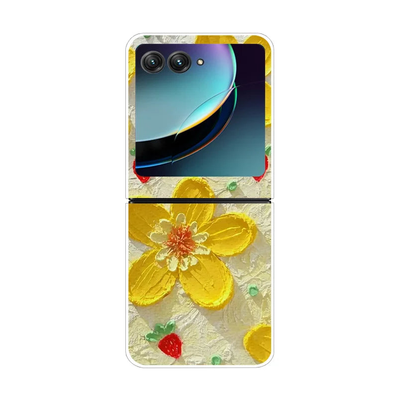 Case For Motorola Razr 40 Ultra Transparent Hard Folding Luxury Pattern For Motorola Moto Razr 40 Ultra Clear Cover Razr40 Ultra