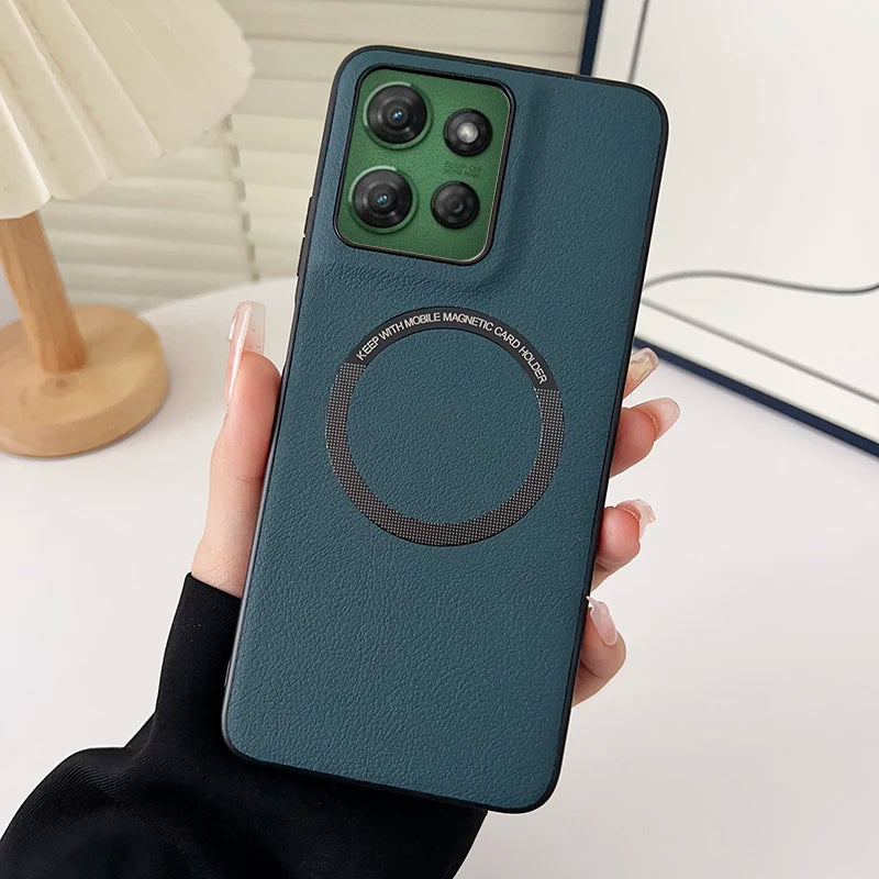 For Motorola Edge 60S Magsafe PU Leather Wireless Charging Protective Back Case Moto Edge 40 50 Neo Coques Moto Edge 60 Stylus