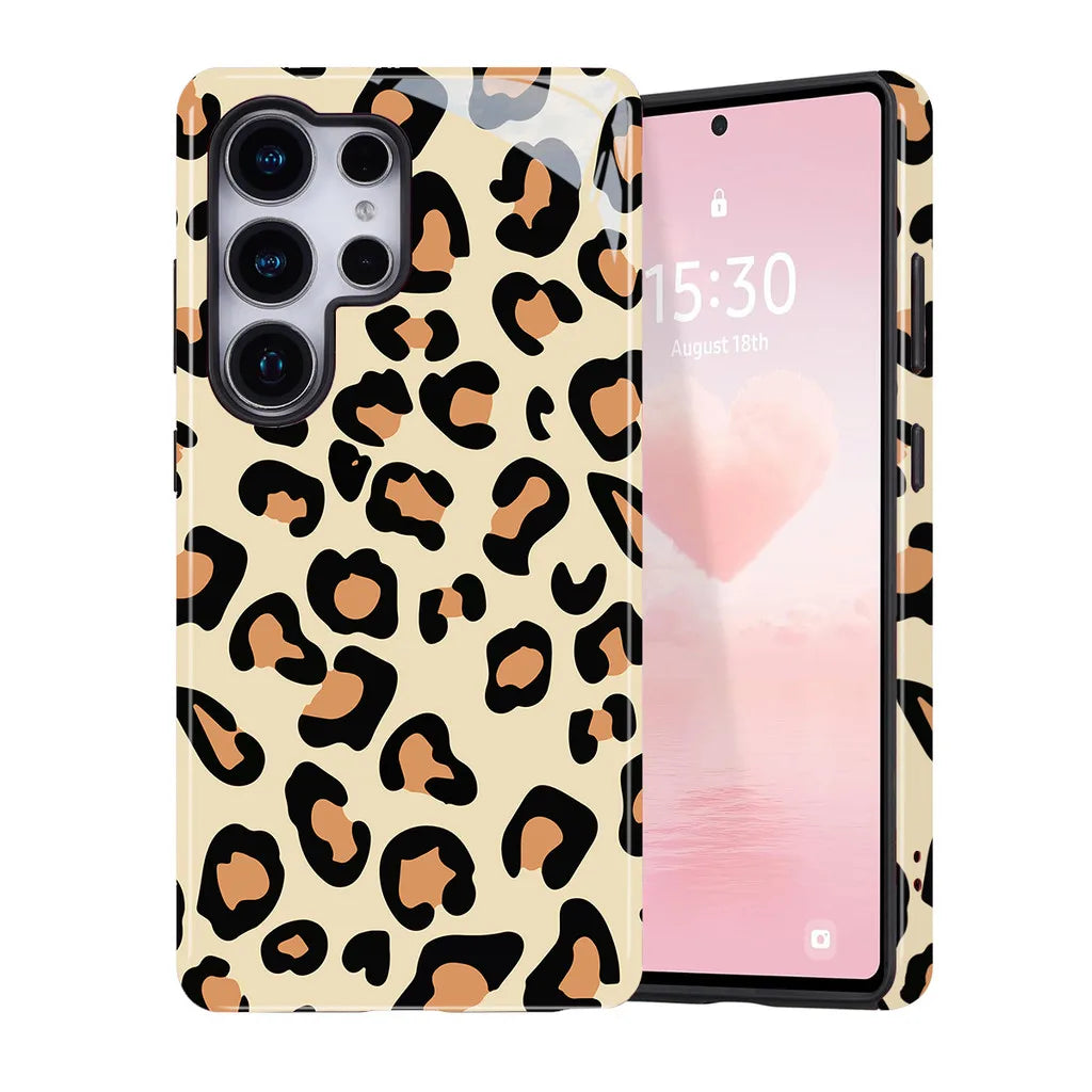 Leopard Phone Case For Samsung S26 S23 S24 S25 Plus Ultra A36 A56 A16 A26 5G Double-layer Back Cover For Men Girl's Gift