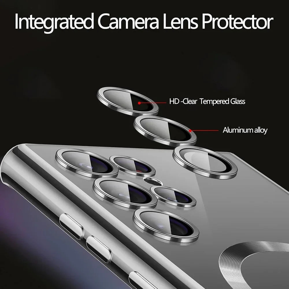 Luxury Plating Silicone Case For Samsung Galaxy S26 S25 Edge S24 FE S23 S21 S22 Ultra Plus Magnetic For Magsafe Clear Soft Cover