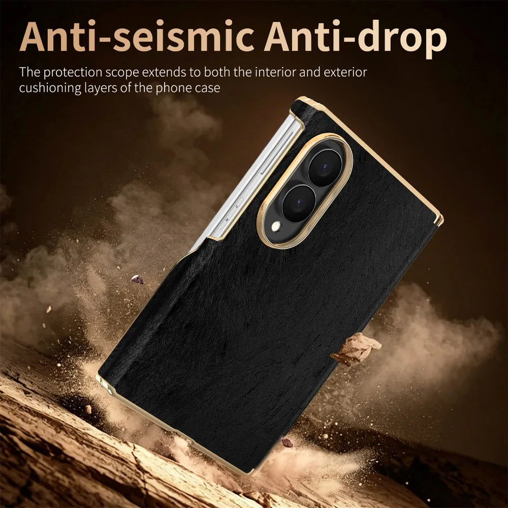 Luxury Velvet Leather for Magsafe Magnetic Case for Samsung Galaxy Z Fold 8 Ultra 7 6 Plating Lens Dual-axis Hinge Protect Cover