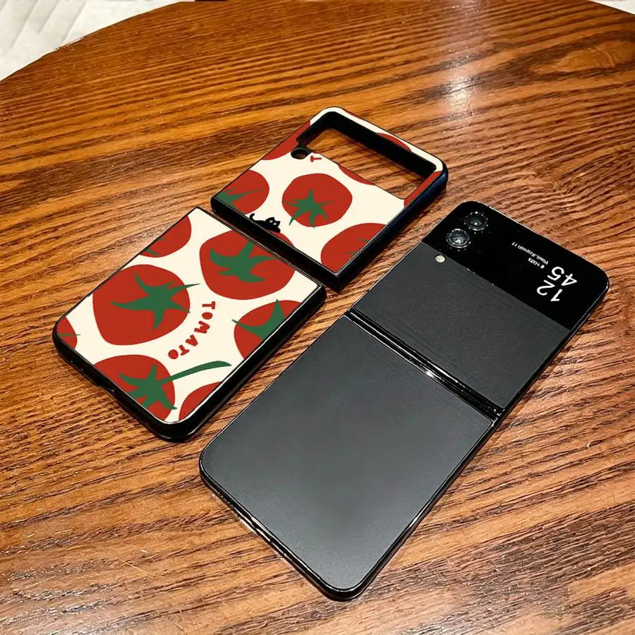 Red Tomato Print Case for Samsung Galaxy Z Flip 7 6 5 4 3 Z Fold 7 6 5 4 3 Phone Cover