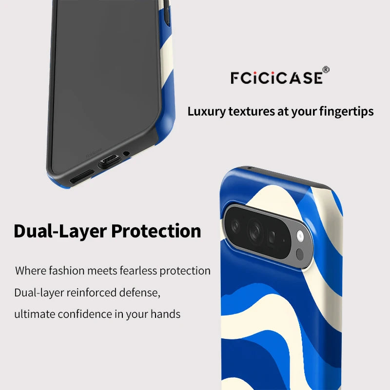 Fcicicase PC +TPU Dual Layer Phone Case For Google Pixel 8A 8 9 Pro 10A 7A 10 9 Pro XL Fashion Stripe Pattern Bumper Capa