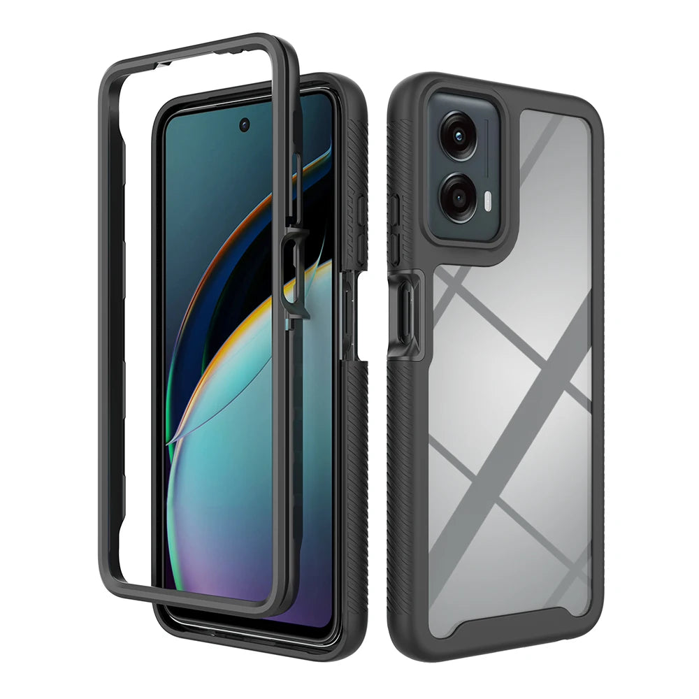 Hybrid Rugged Case For Motorola Moto G 5G 2024 2023 2022 Funda Capa Transparent TPU/PC Phone Cover Bumper Frame + Clear Shell