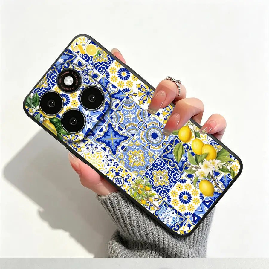 Mediterranean Lemon Pattern Phone Cover Case for Motorola Moto G60 75 S50 G22 86 G71 85 Edge 20 30 40 50 60 70 S30 G32 96 G52 50