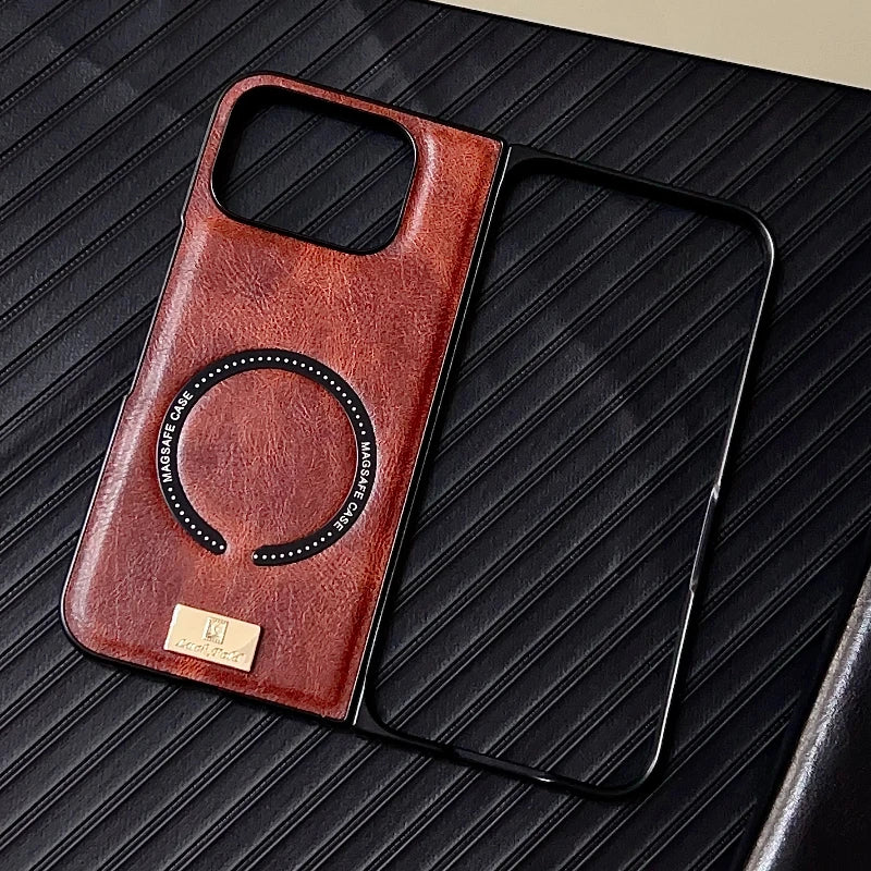Luxury Leather Folding Case For Google Pixel 10 Pro Fold Case For Magsafe Magnetic Charge Matte Shockproof Protection Cover