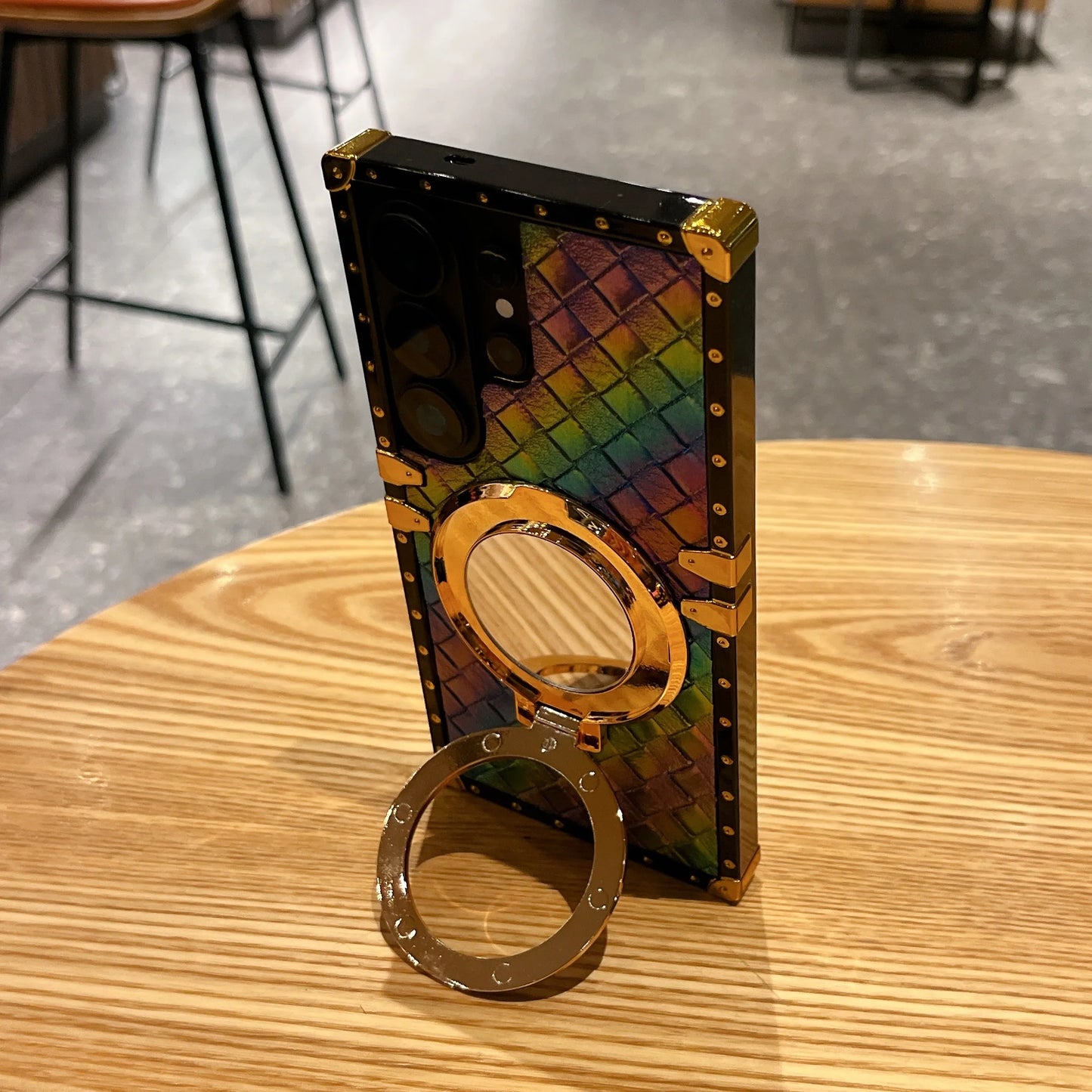 High-End Braided Makeup Mirror Stand Phone Case for Samsung S26+ S25 S24 S23 S22 Ultra Protective Cover