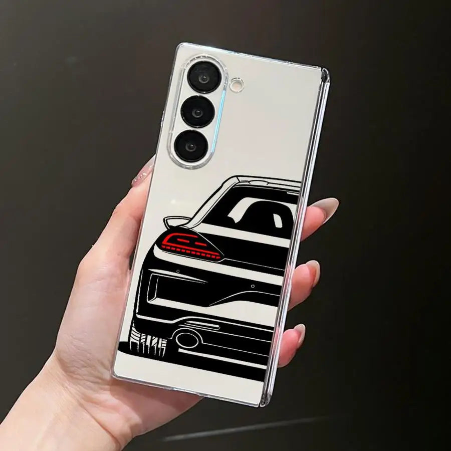 JDM Sport Car Case for Samsung Galaxy ZFold7 Z Fold 7 6 5 4 3 ZFold5 ZFold4 ZFold3 ZFold6 Hard Phone Cover