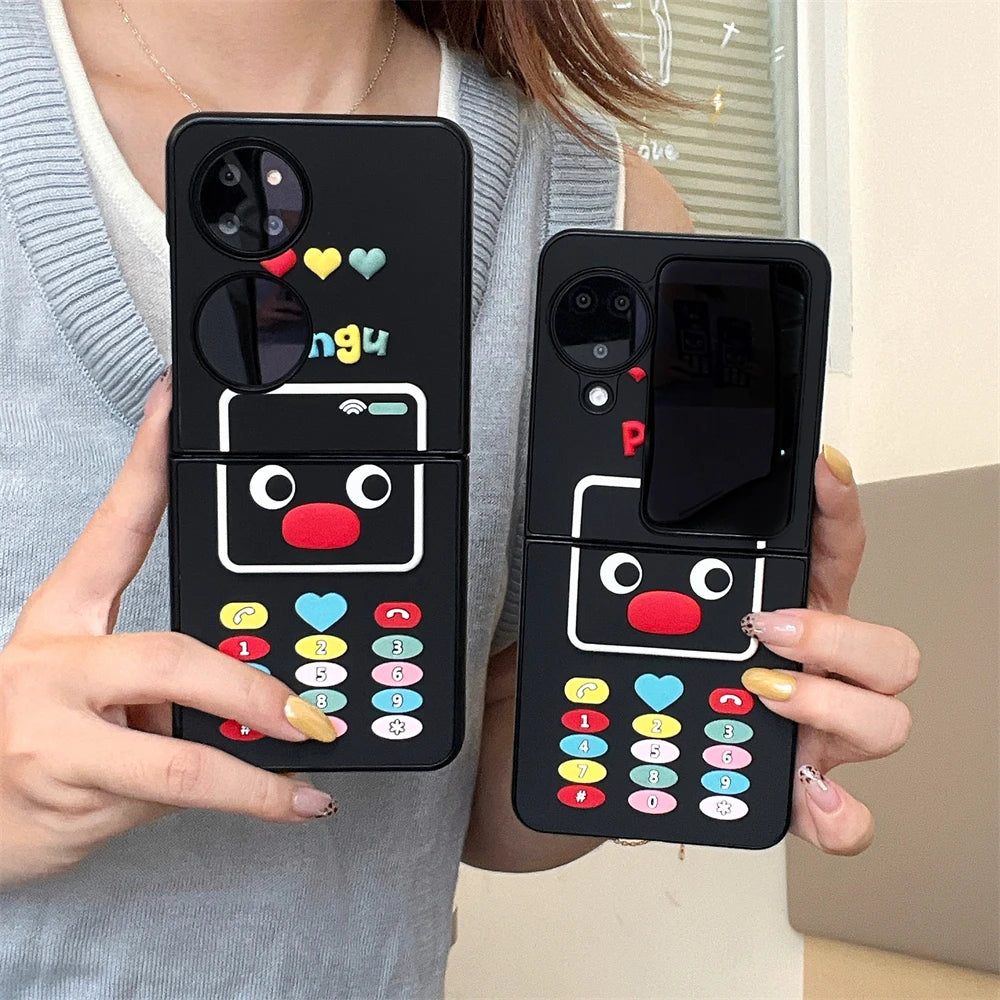 Cute Penguin Fold Phone Case For Motorola moto razr 50 60 Ultra 50ultra 60Pro stereoscopic Folding flip 3D model Cover