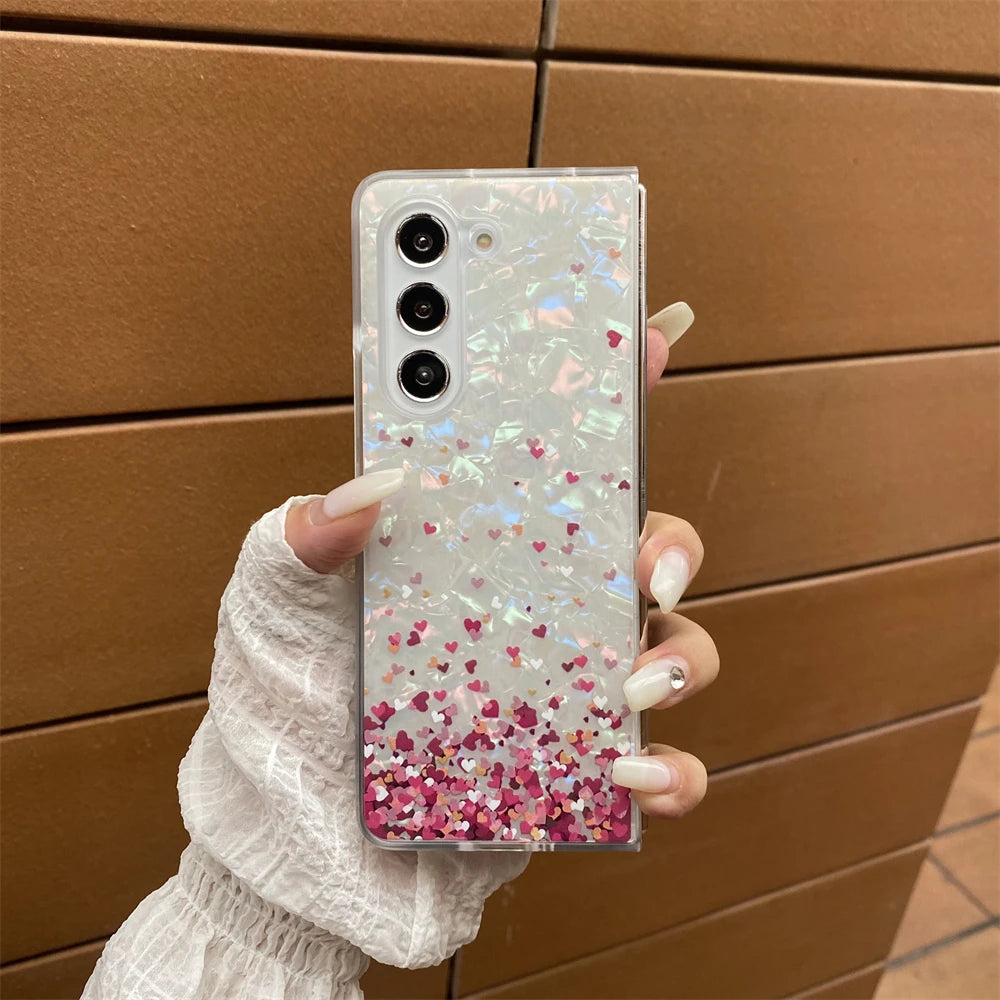 for Samsung Galaxy Z Fold 7 5G Hard PC Phone Case Floral Shell for Z Fold 7 6 5 4 3 Drop-Proof Protective Cover