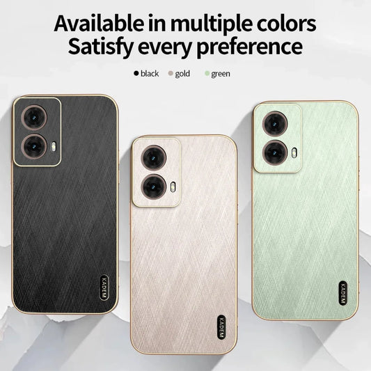 Plating Gold Silk Skin Case for Motorola Moto Edge 60 50 40 Pro Ultra Fusion Neo G Stylus 2023 G86 G45 Leather Shockproof Cover