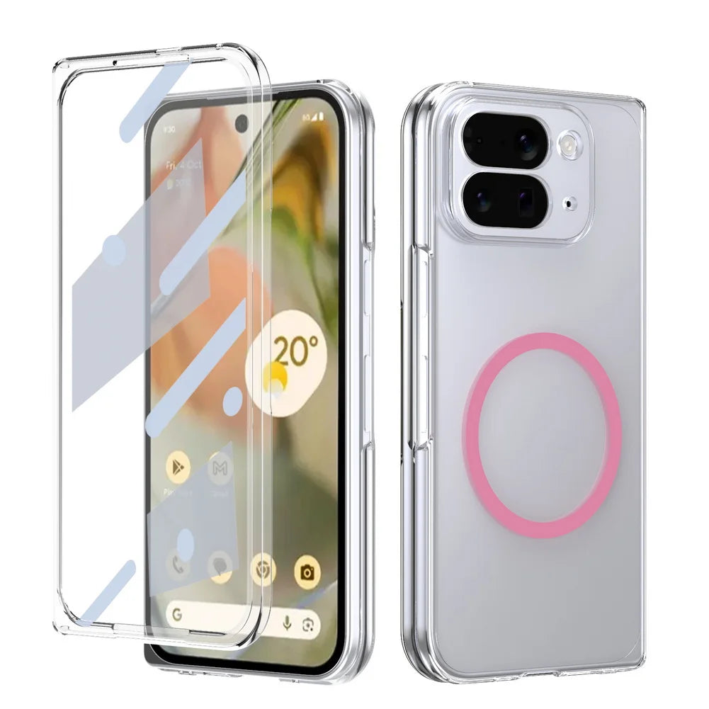 Metal Camera Edge Buttons Magnet Adsorption Tempered Glass Protect Case For Google Pixe 10 Pro Fold pixel10 fold Back Cover