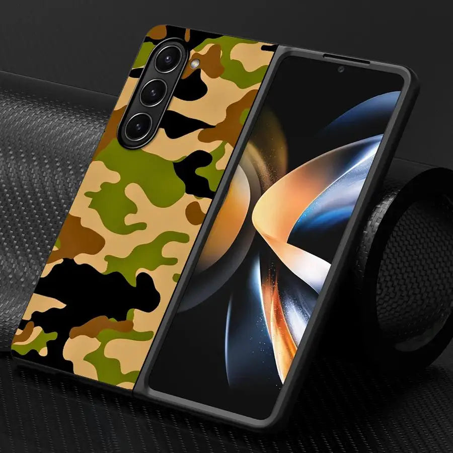 Back Phone Cover Case for Samsung Galaxy ZFold3 ZFold7 ZFold4 ZFold5 Z Fold 7 6 5 4 3 ZFold6 Camouflage Pattern