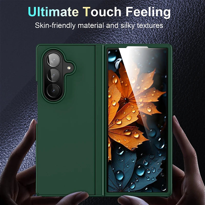 Skin Feel Invisible Bracket Case For Samsung Galaxy Z Fold 7 6 5 4 3 ZFold7 5G Protection Plain 2-piece Set Shockproof Cover