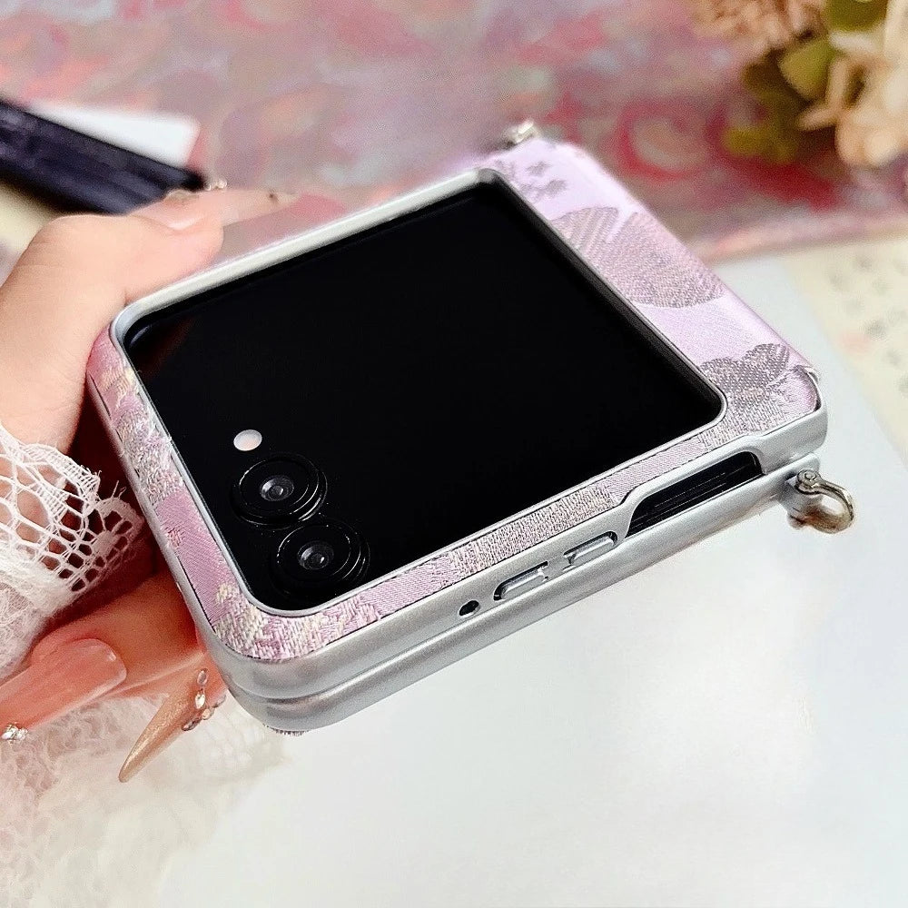 Luxury Embroidered Butterfly Phone Case For Motorola Razr 70 70Ultra 60 60Ultra 50 50Ultra Side Buckle Protection Back Cover