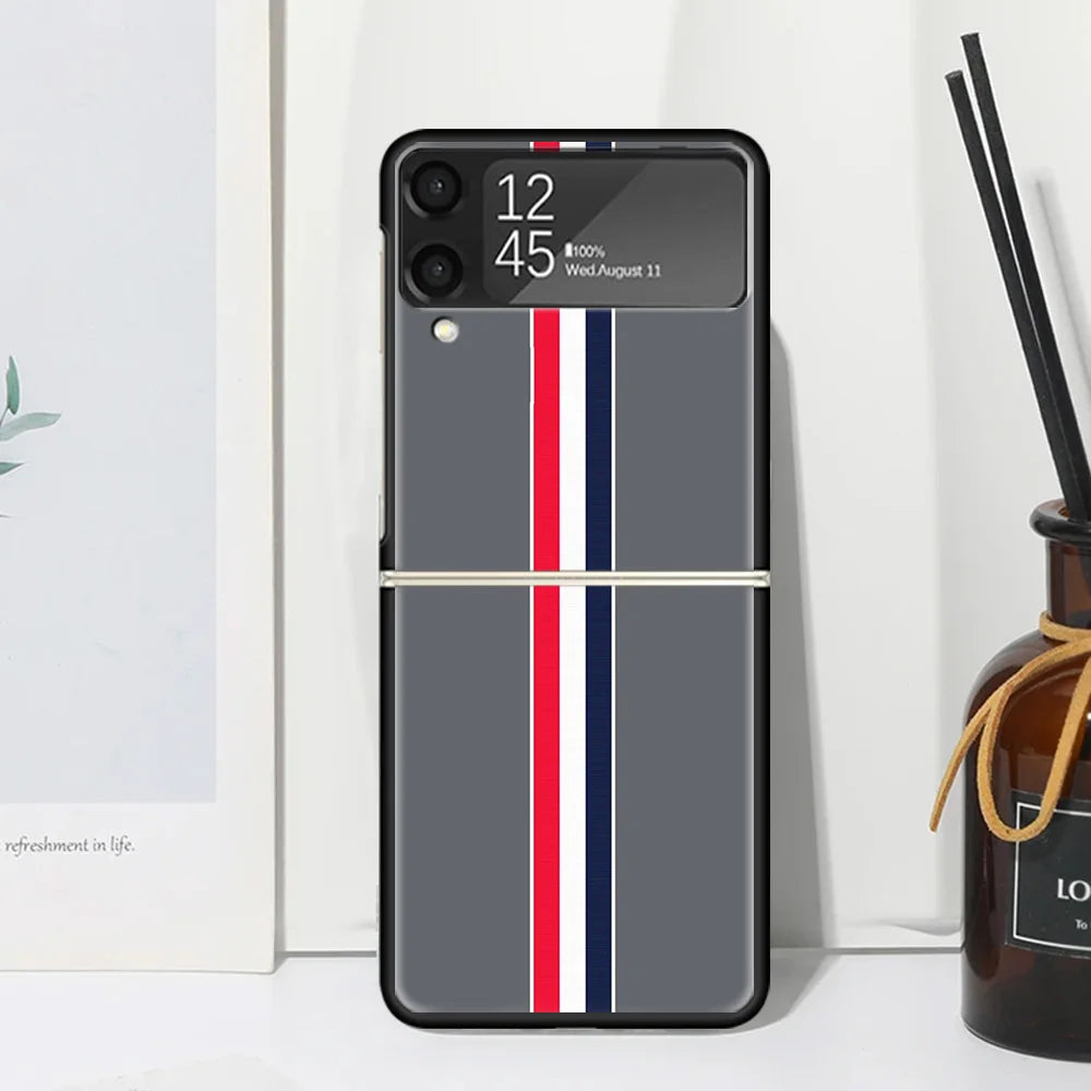 Luxury Sports Line Cool Stripes Phone Case For Samsung Galaxy Z Flip 7 Flip7 Zflip 6 Flip6 5 Flip5 4 Flip4 3 Flip3 5G Fundas Bla