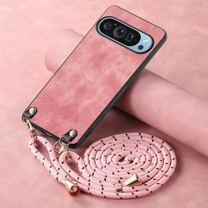 Luxury Case For Google Pixel 11 Pro XL 5G Crossbody Strap Armor Leather Back Etui Pixel 11 Pro Shockproof Funda