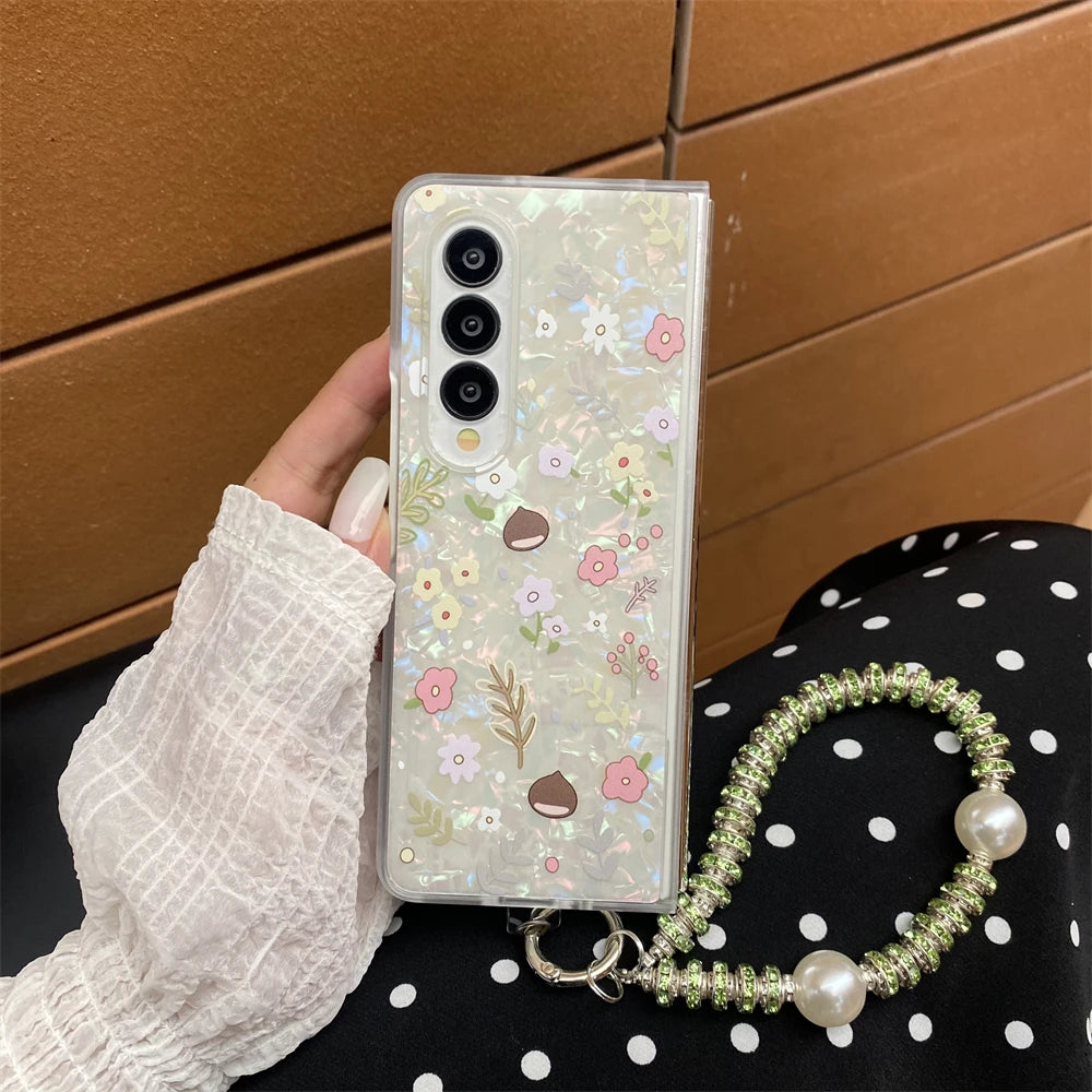 for Samsung Galaxy Z Fold 7 5G Hard PC Phone Case Floral Shell for Z Fold 7 6 5 4 3 Drop-Proof Protective Cover
