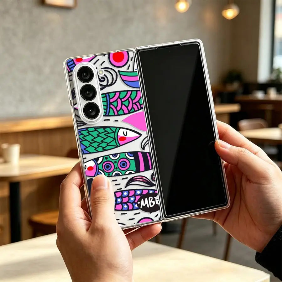 Cartoon Fish Case for Samsung Galaxy Z Fold 8 Ultra ZFold5 ZFold3 ZFold4 Z Fold 7 6 5 4 3 ZFold7 ZFold6 Back Phone Cover