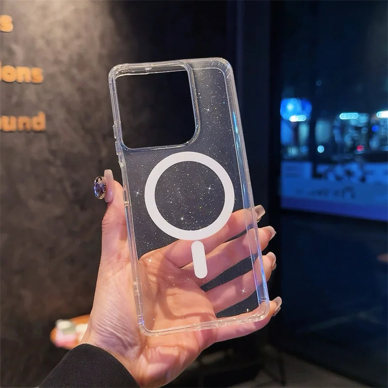 Simple Slim Glitter Bling Wireless Charging Magnetic Case For Motorola Moto G Stylus Powet Play 5G 2024 2025 Soft TPU Back Cover