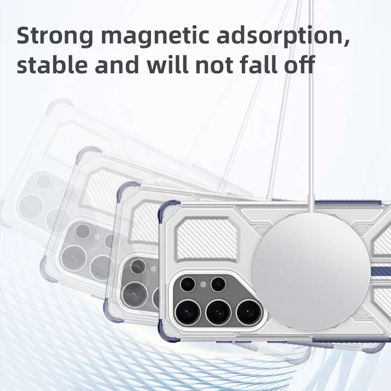 BIBERCAS Translucent Magnetic Case For Samsung Galaxy S26 Ultra S26Plus S25 Edge Wireless Charging TPU Frame Plastic Back Cover