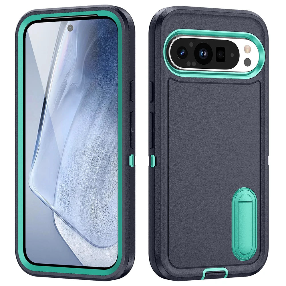 Military Grade Shockproof Cover For Google Pixel 9 Pro XL 3IN1 Anti-Shock Strong Stand Case For Google Pixel 9 Pro Armor Bumper