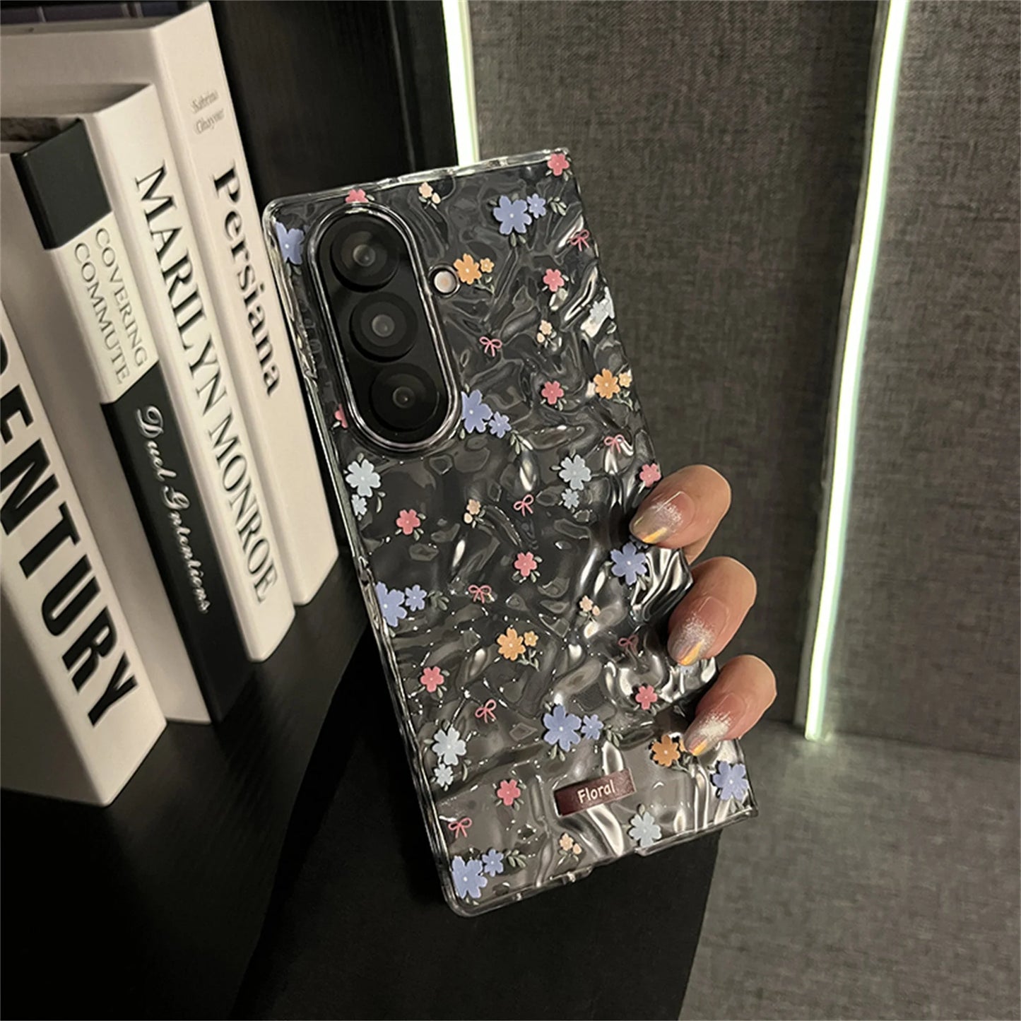 Cute Fresh Transparent Wrinkle Floral Flowers Phone Case for Samsung Galaxy Z Fold 6 Z Fold6 Fold7 Shockproof Back Cover