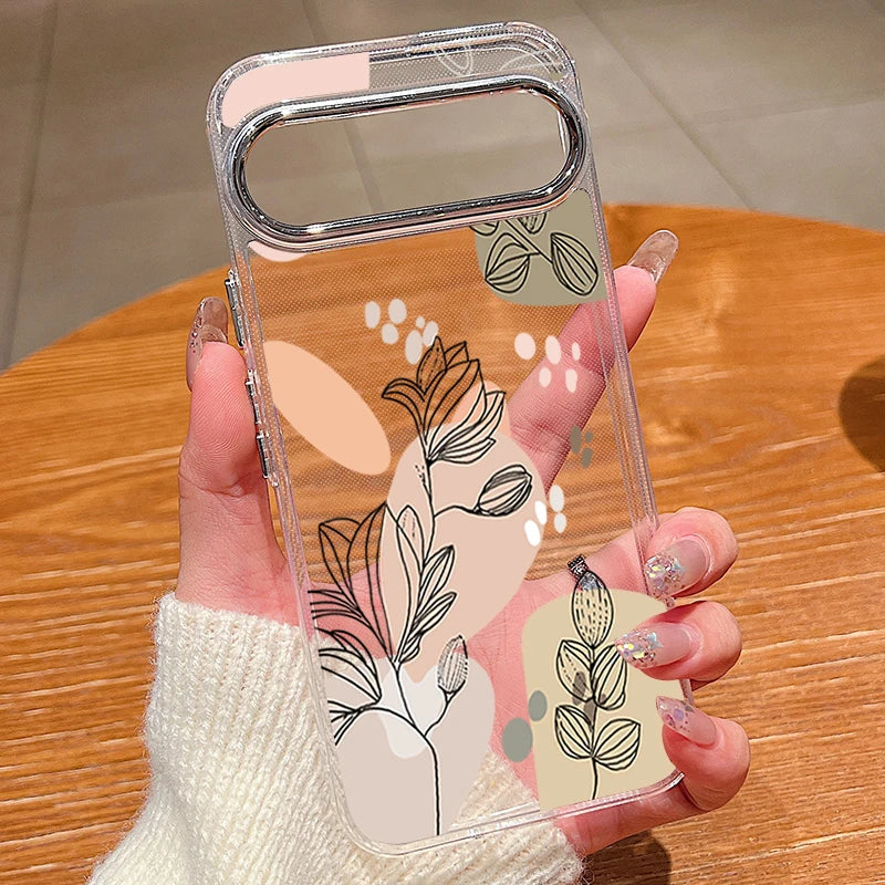 Colorful Floral Pattern Clear Phone Case For Google Pixel 10 9 8 7 Pro Pixel 9 10 Pro XL 7A 8A 9A Shockproof Soft TPU Back Cover