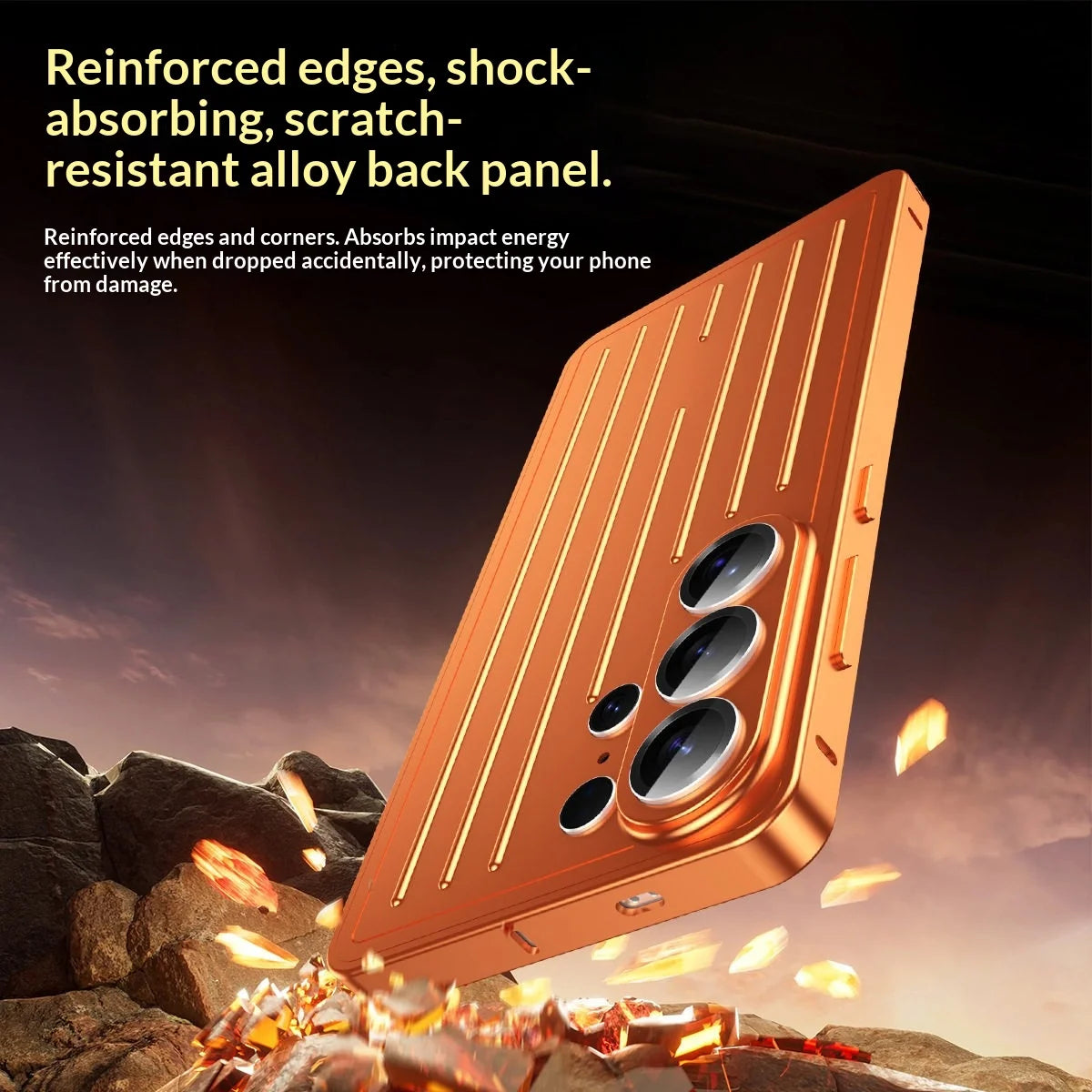 Aluminum Alloy Frame 3D Striped Cover Plate 2in1 Phone Case for Samsung Galaxy S26 Ultra S26 Shockproof Corrugated Luggage Cover