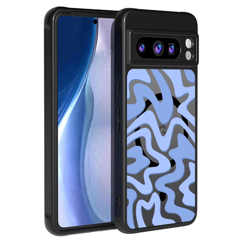 Matte Magnetic Case For Google Pixel 9 8 7 Pro 8A 7A Pixel 9 Pro XL For Magsafe Wireless Charging Curved Stripes Phone Cover