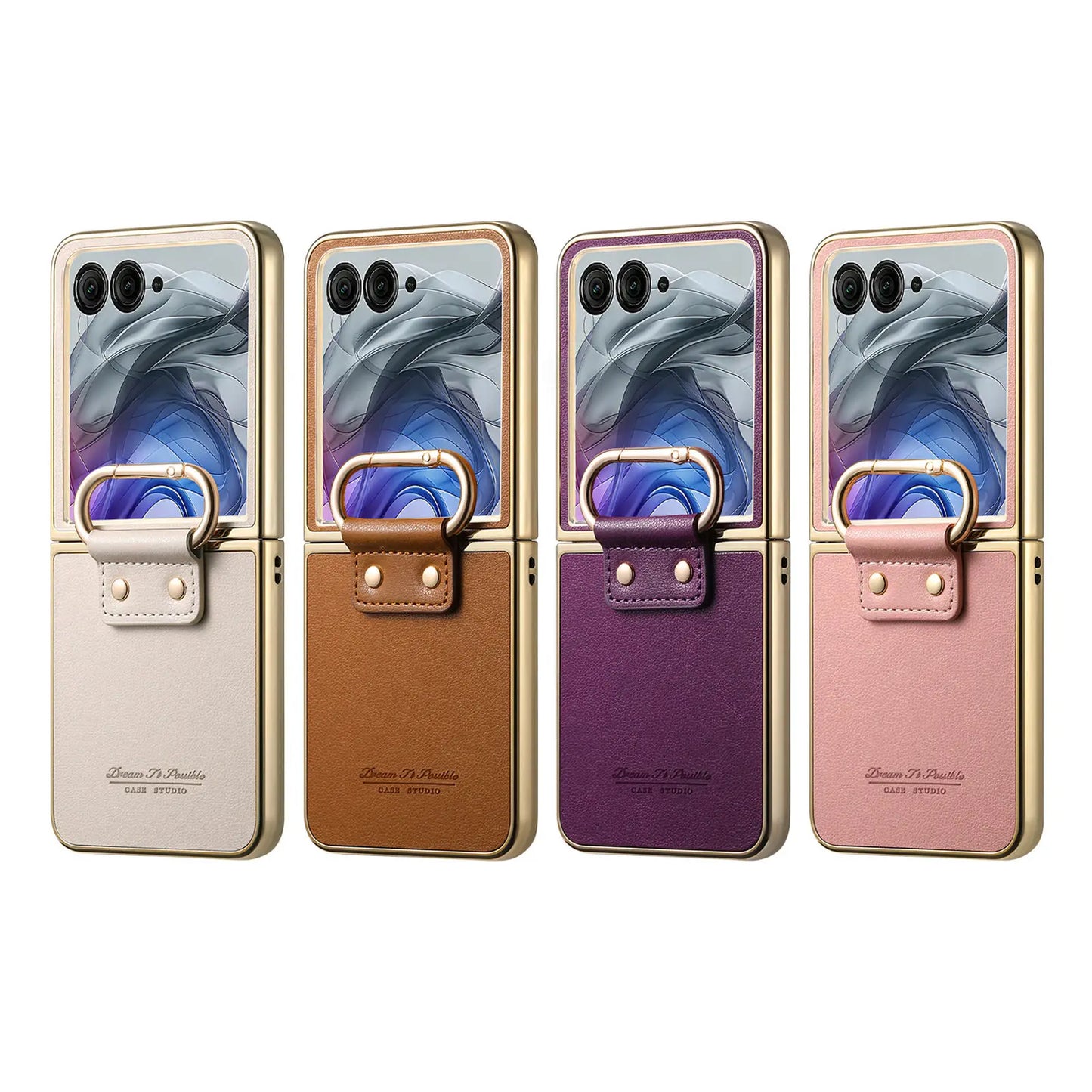 Luxury Business Ring Holder Leather Case For Motorola Razr 60 50 Ultra Shockproof Slim Electroplated edge Skin Feeling Cover