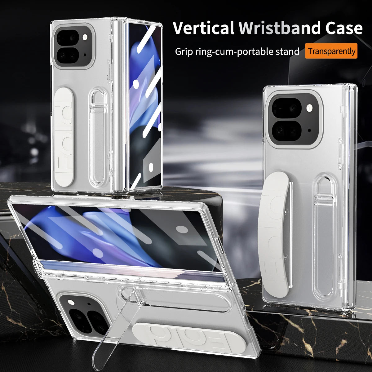 For Google Pixel 9 Pro Fold Swivel 180° Folding Wristband * Stand * Hinge 3-in-1 Full Lens Protection Drop Resistant Phone Case