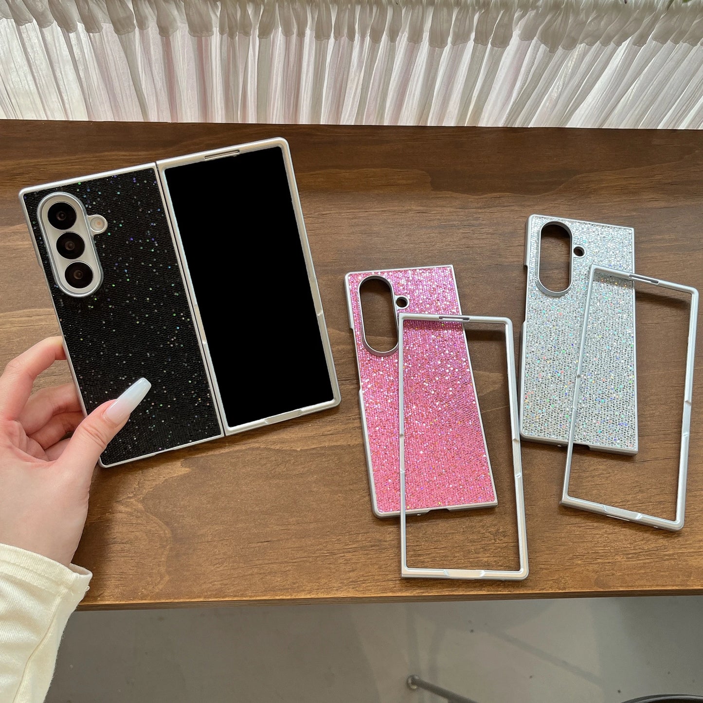 for Samsung Galaxy Z Fold 7 6 5 4 3 fold7 fold6 Bling Phone Case Plating Glitter Luxury Shockproof Cover