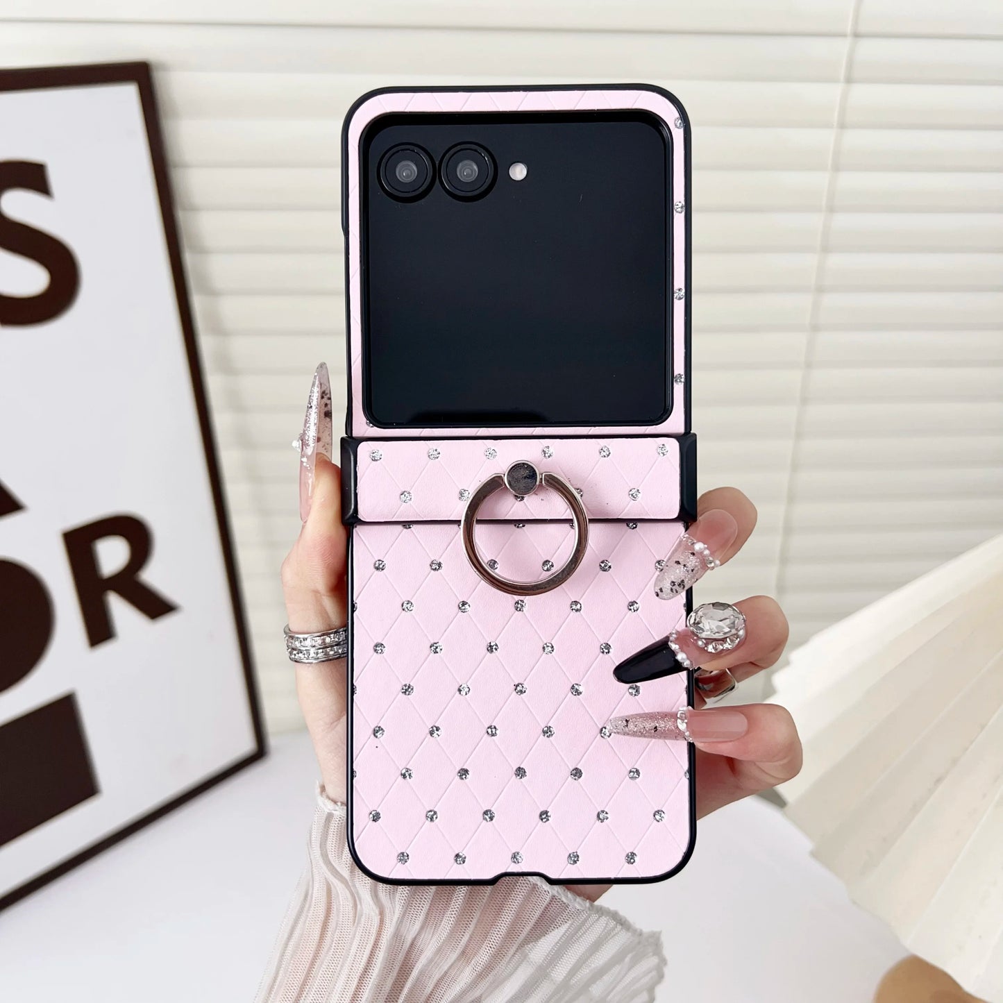 Luxury Diamond Glitter Ring Phone Case For Motorola Razr 60 50 40 Ultra 50Ultra 3-piece Set Hinge Protection Shockproof Cover