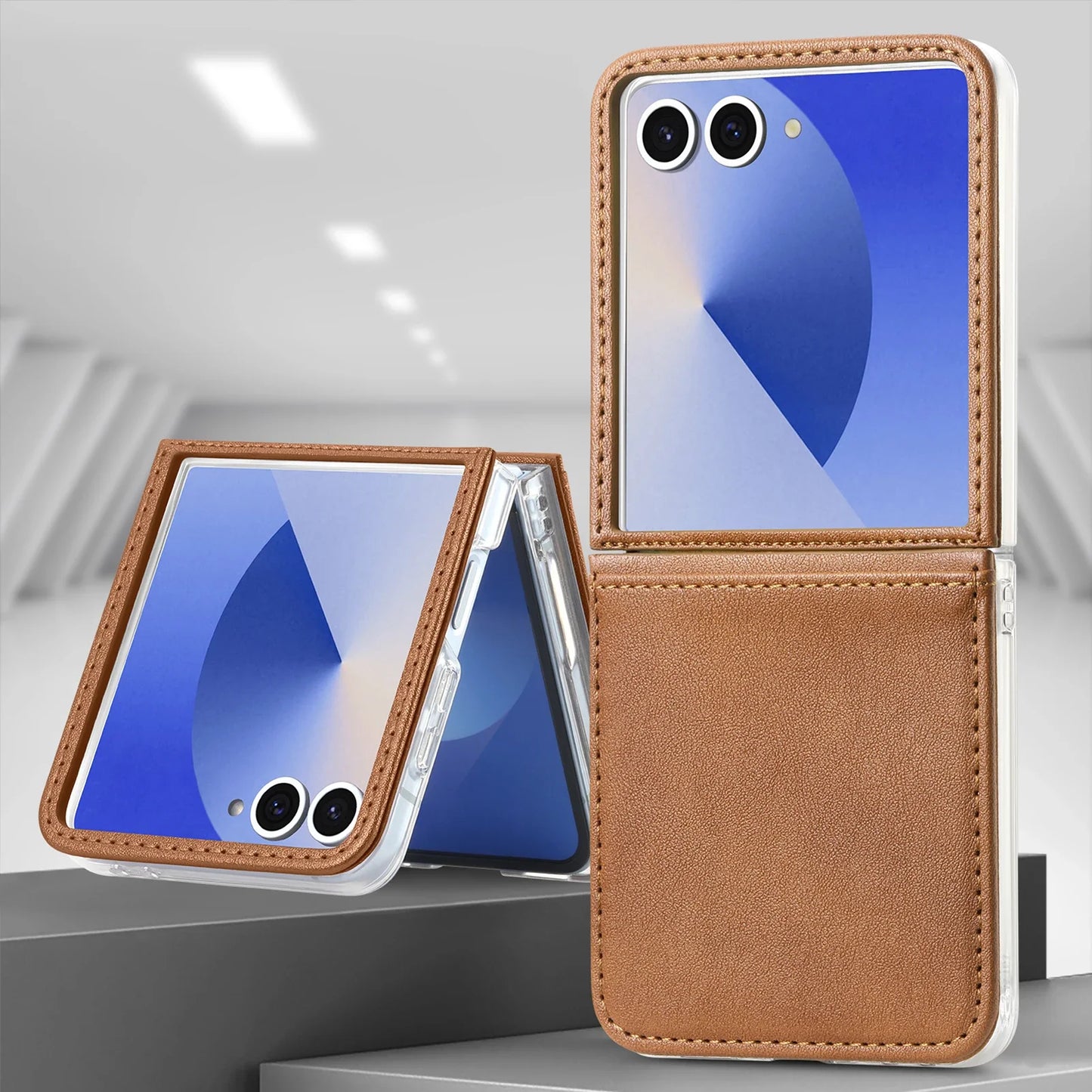 Card Slot Holder Luxury Leather Bag Case for Samsung Galaxy Z Flip7 5G Flip5 Flip 7 6 Flip6 Flip4 Flip 5 4 3 2 Flip3 Flip2