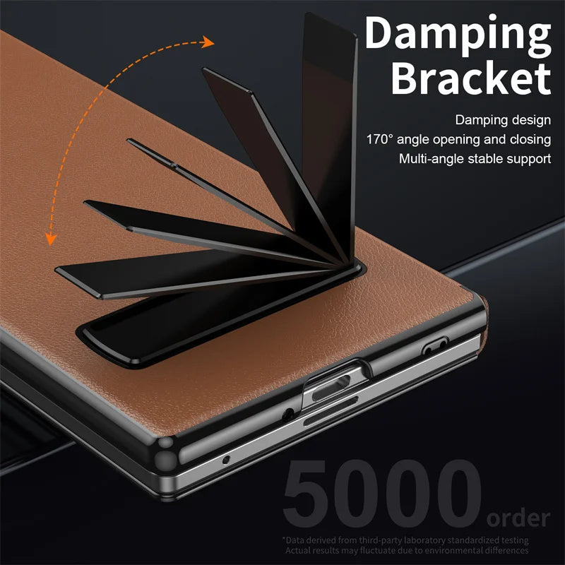 Business Leather Invisible Bracket Phone Case For Samsung Galaxy Z Fold 6 5 7 Stand Holder Bumper Thin Cover For Galaxy Fold 4 3