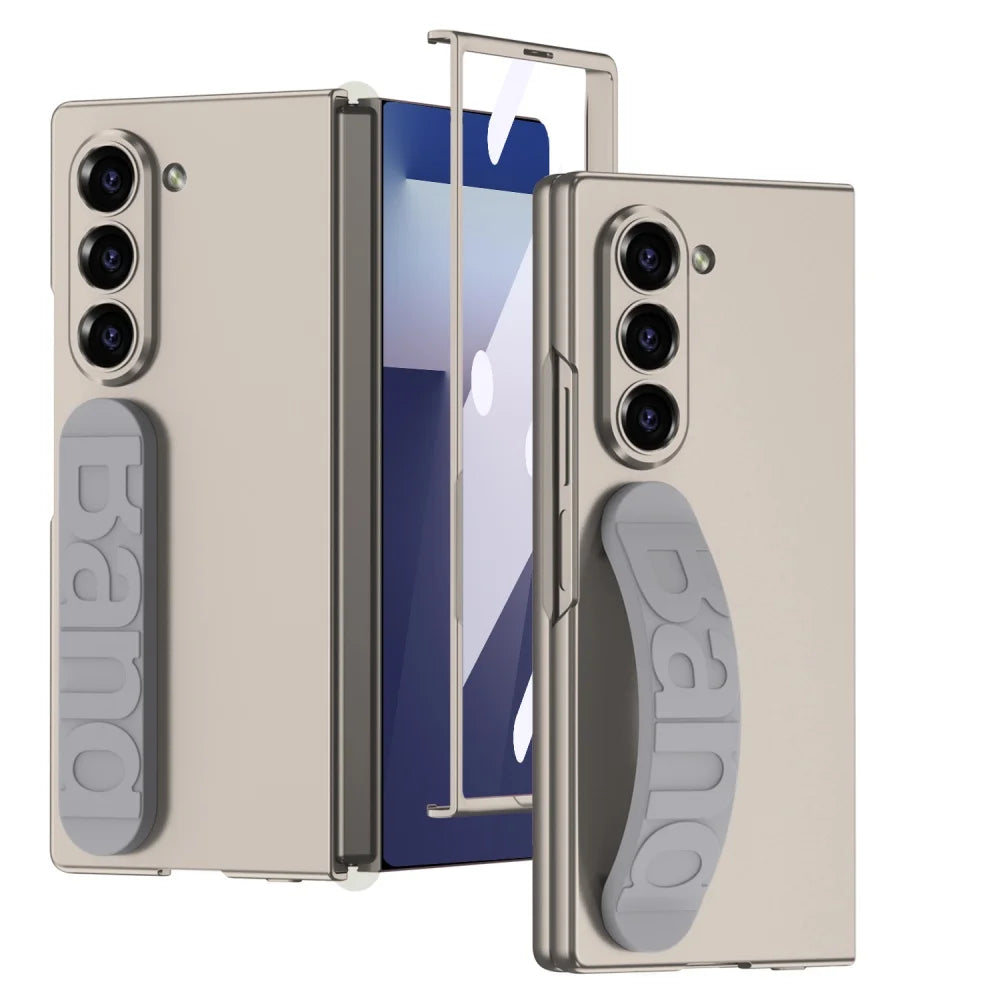 For Samsung Z Fold 7 Screen Protector Case for Samsung Galaxy ZFold 7 Fold7 Elastic Wristband Stand Holder Phone Cover Shell