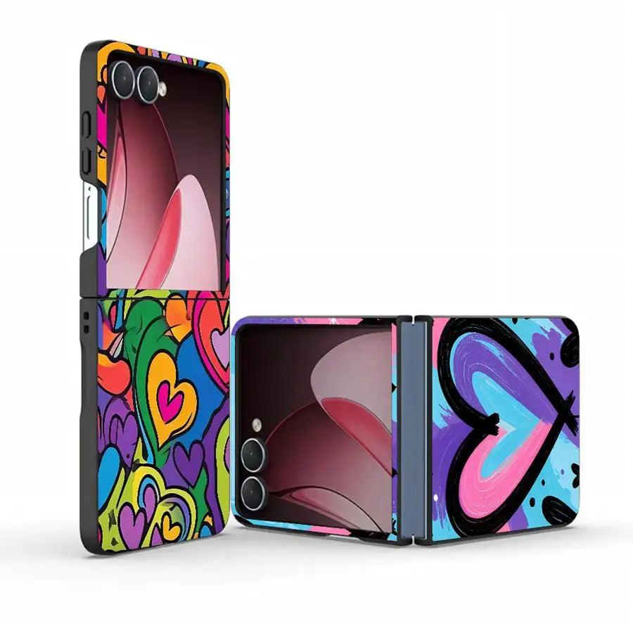 Cover Phone Case for Motorola Razr 70 50 60 Ultra Razr Fold 50/60 70 Plus Colorful Hearts Graffiti