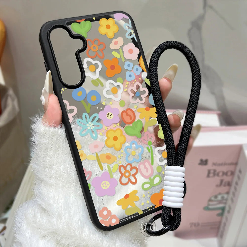 Floral Shockproof Phone Case For Samsung A16 A56 5G A55 A54 A36 A17 A15 A16 A07 S25 S26 Ultra S24 FE S23 Clear Hard Cover Fundas