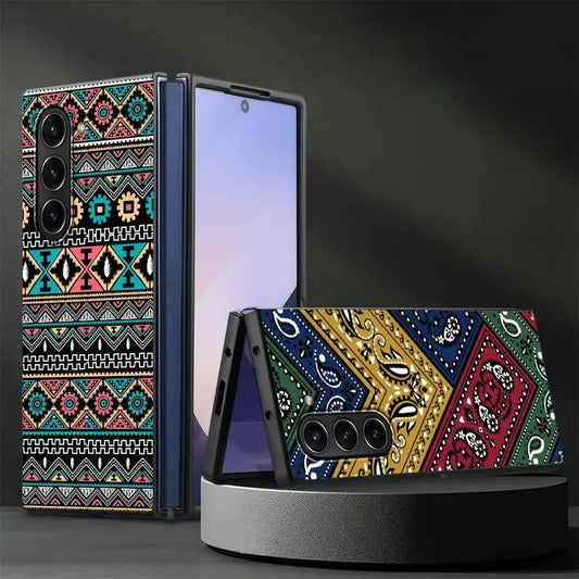 Artistic Pattern Back Phone Cover Case for Samsung Galaxy ZFold6 ZFold4 Z Fold 7 6 5 4 3 ZFold5 ZFold3 ZFold7