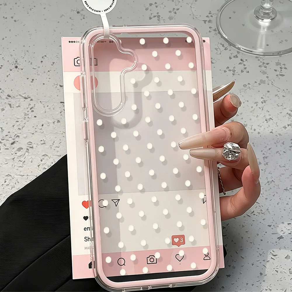 Cute Polka Dot Phone Case For Samsung A56 5g A57 S26 Ultra A55 A35 A34 A25 A07 A16 A37 A17 A53 A06 A05 S23 S24 S25 Glossy Cover