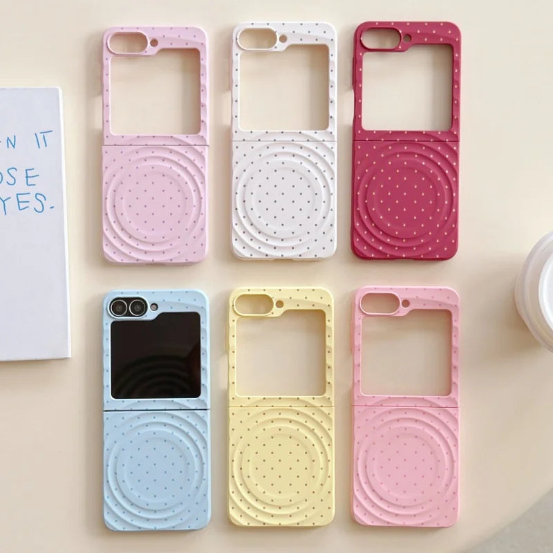 Korean Candy Color Polka Dot Magnetic Phone Case For Samsung Galaxy Z Flip 7 6 5 4 3 Z Flip6 ZFlip7 Hard Cover For Magsafe Cases