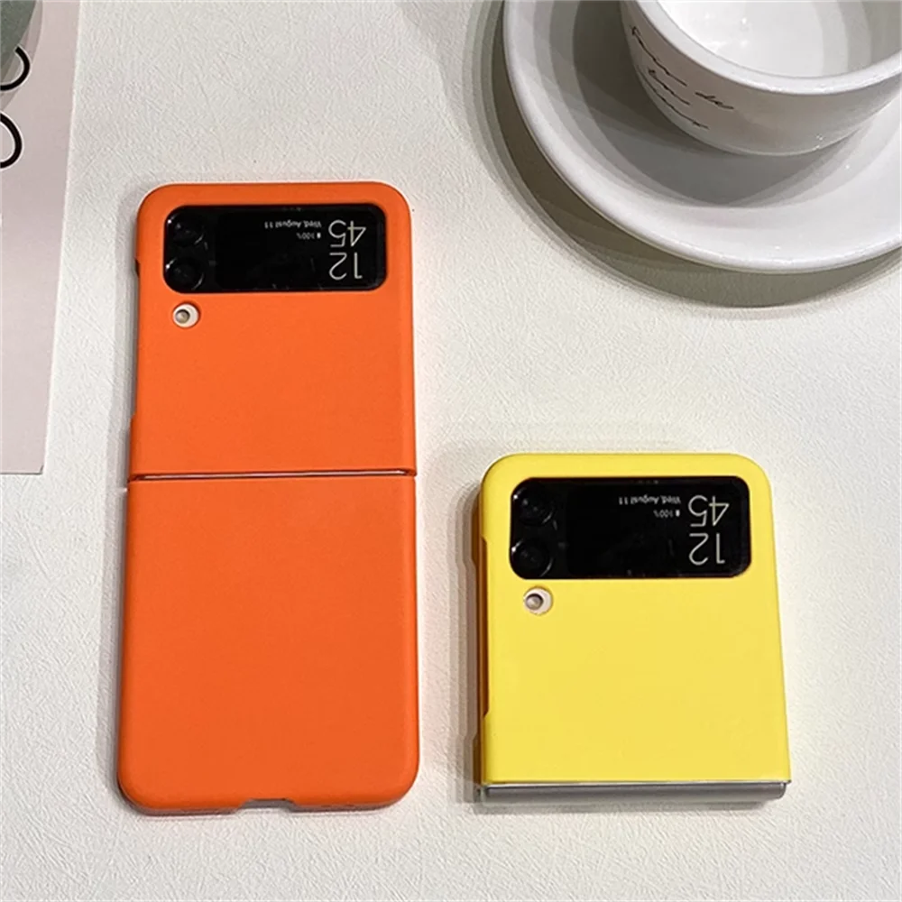 Candy Color Frosting PC Case For Samsung Galaxy Z Flip 6 5GFor Z Flip5 Flip3 Flip4 Ultra Thin Solid Color Hard PC Back Cover