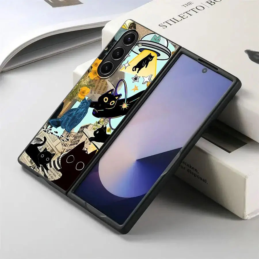 Case for Samsung Galaxy ZFold6 ZFold4 ZFold5 ZFold7 Z Fold 7 6 5 4 3 ZFold3 Back Phone Cover Super Cute Kitten