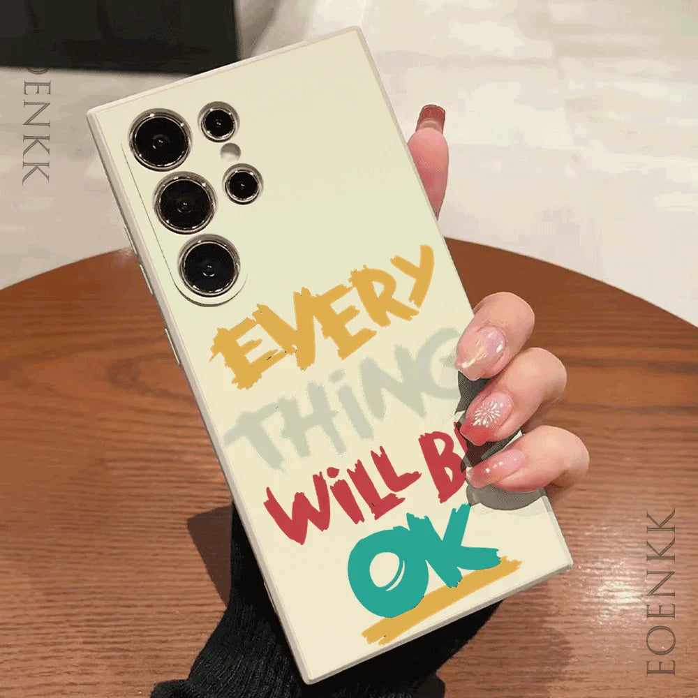 Simple Letters Silicone Case For Samsung Galaxy S25 S24 S23 S22 S21 Ultra FE A35/A54/A55/A34 5G Note 10/20 Plus Anti-Slip Cover